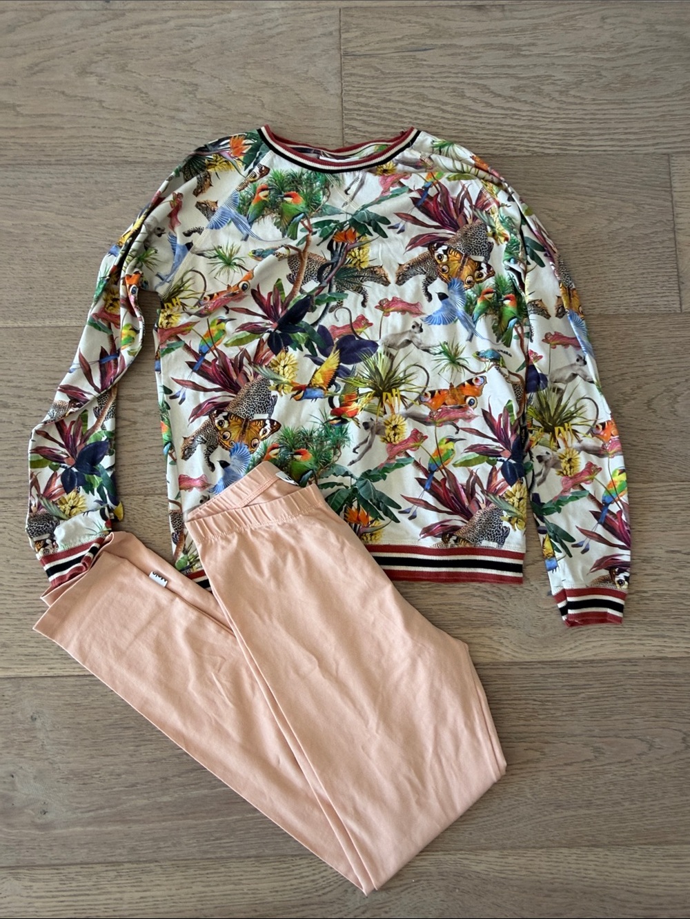 Molo Tropical Print Pajama Set with Peach Pants